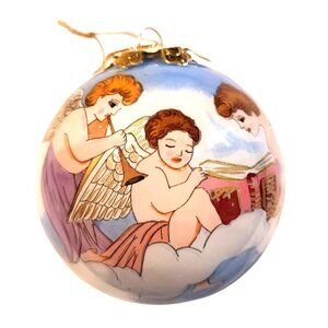 Christmas Ornament angel Pier One Cherub Purple Box Vtg 2002 celestial gift vtg